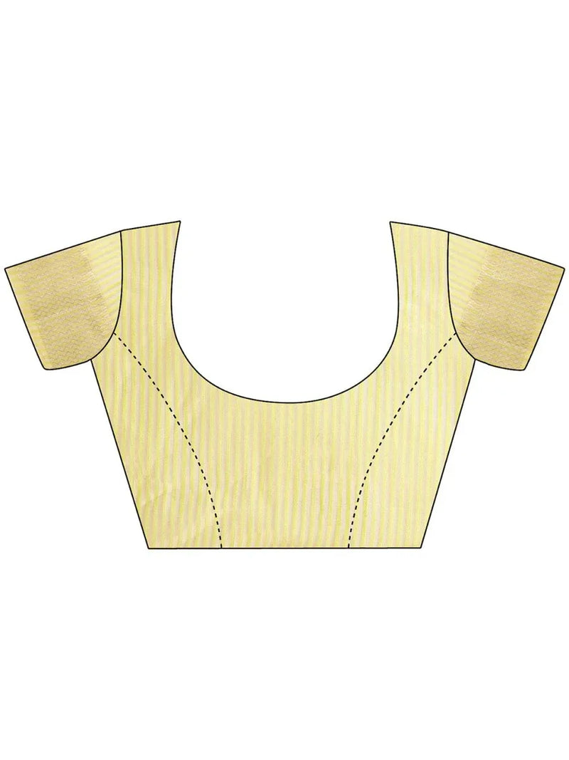 Yellow Organza Saree With Blouse Piece - EZBER