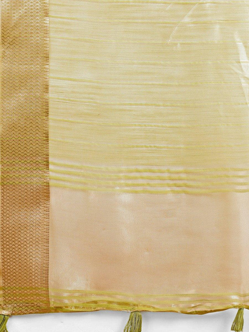 Yellow Organza Saree With Blouse Piece - EZBER