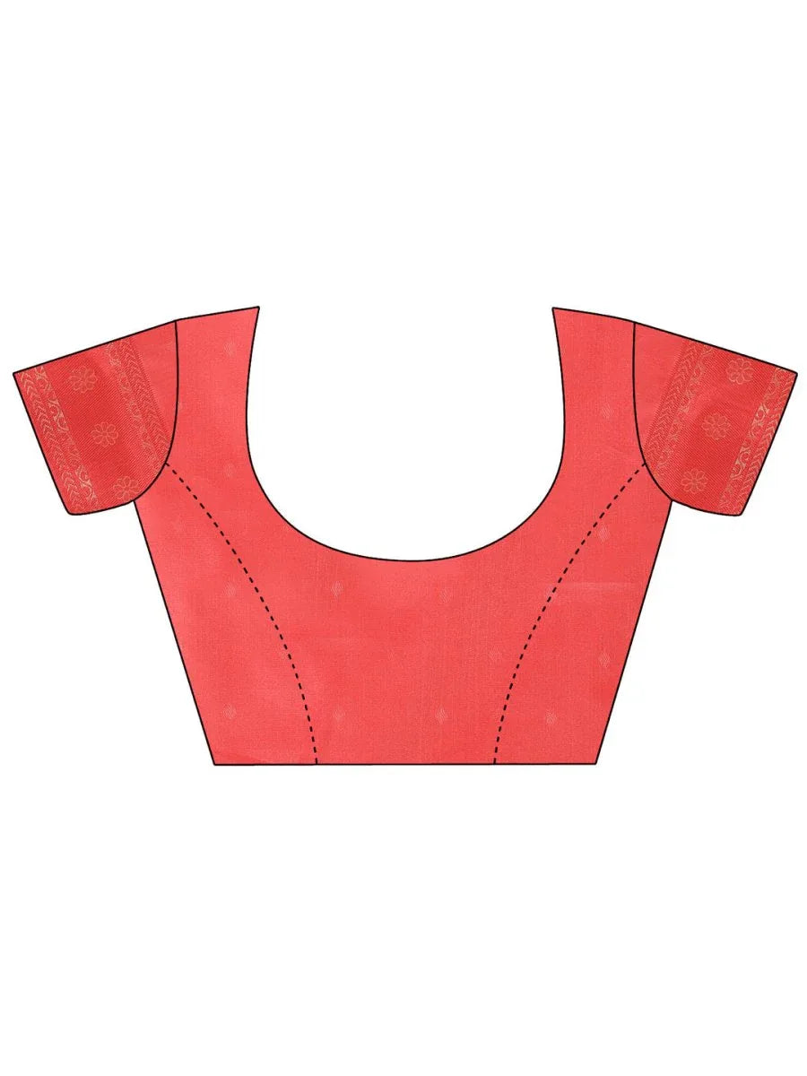 Yellow & Red Banarasi Silk Saree With Blouse Piece - EZBER