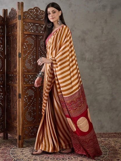 Yellow Semi Modal Saree | EZB GF02 LUX 12008 - EZBER