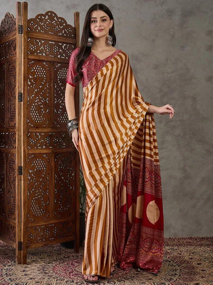 Yellow Semi Modal Saree | EZB GF02 LUX 12008 - EZBER