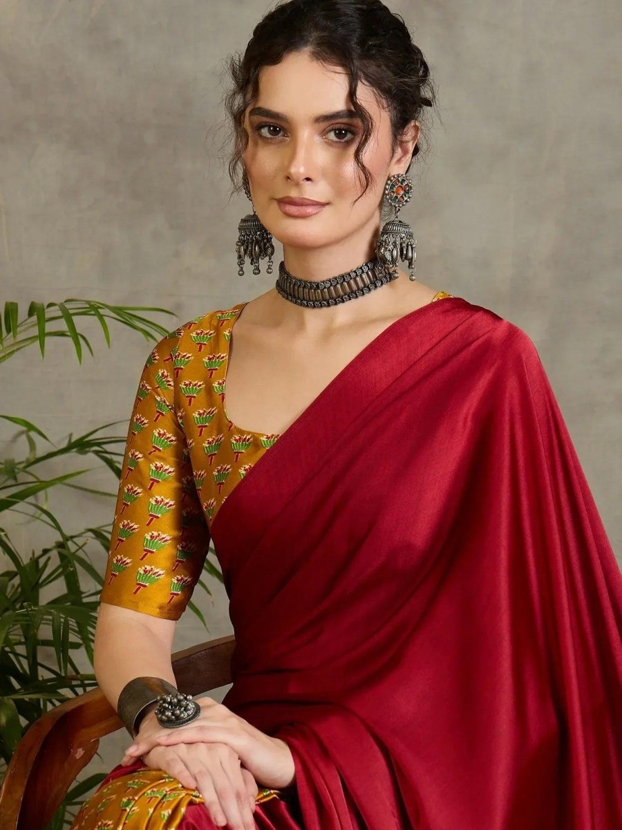 Yellow Semi Modal Saree | EZB GF02 LUX 17002 - EZBER