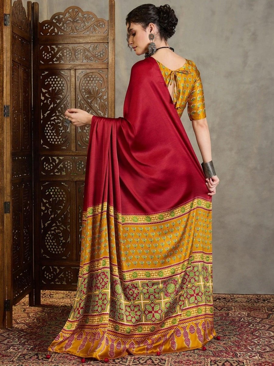 Yellow Semi Modal Saree | EZB GF02 LUX 17002 - EZBER