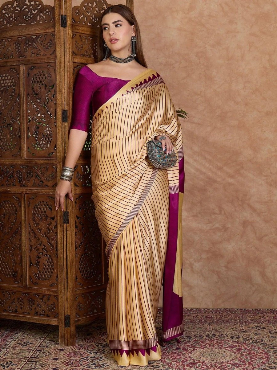 Yellow Semi Modal Saree | EZB GF02 LUX 25004 - EZBER