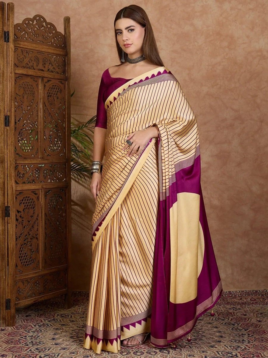 Yellow Semi Modal Saree | EZB GF02 LUX 25004 - EZBER