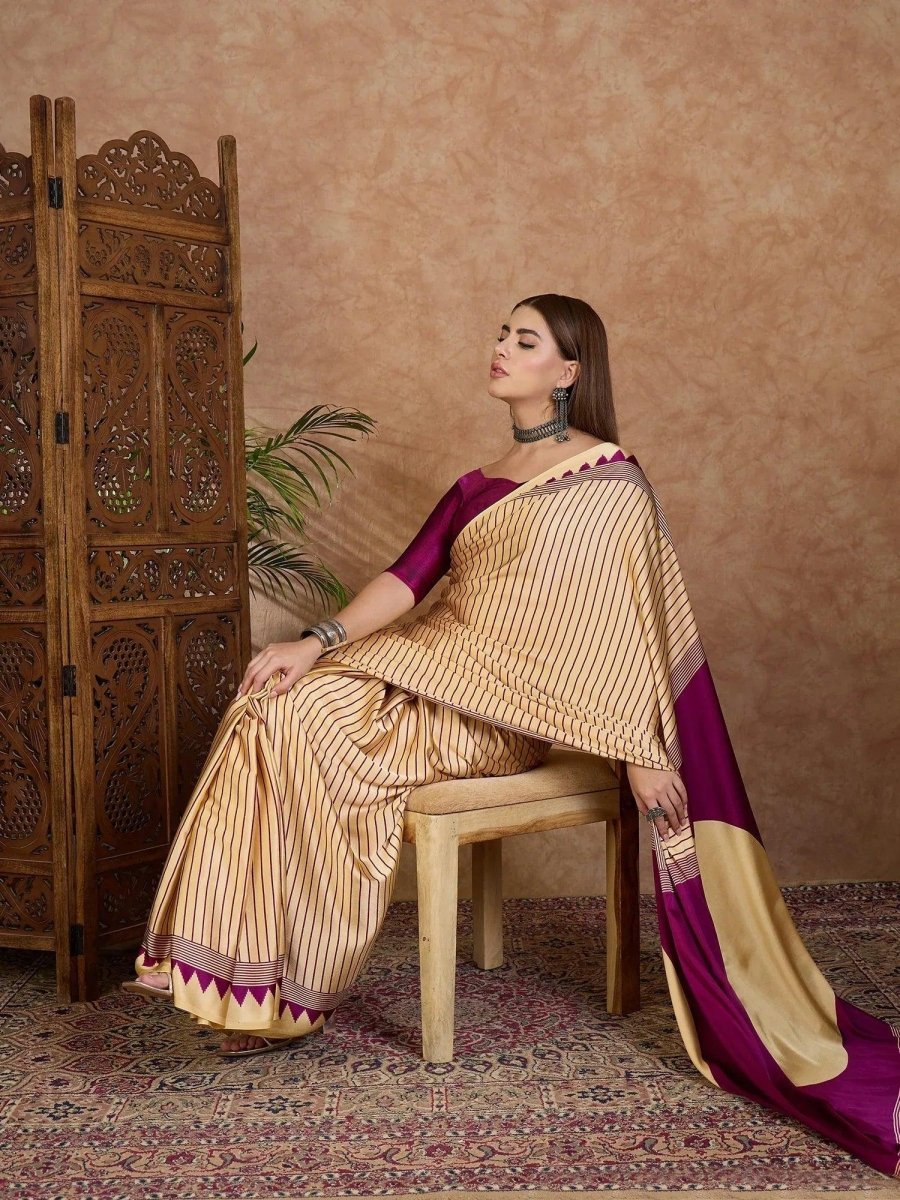 Yellow Semi Modal Saree | EZB GF02 LUX 25004 - EZBER