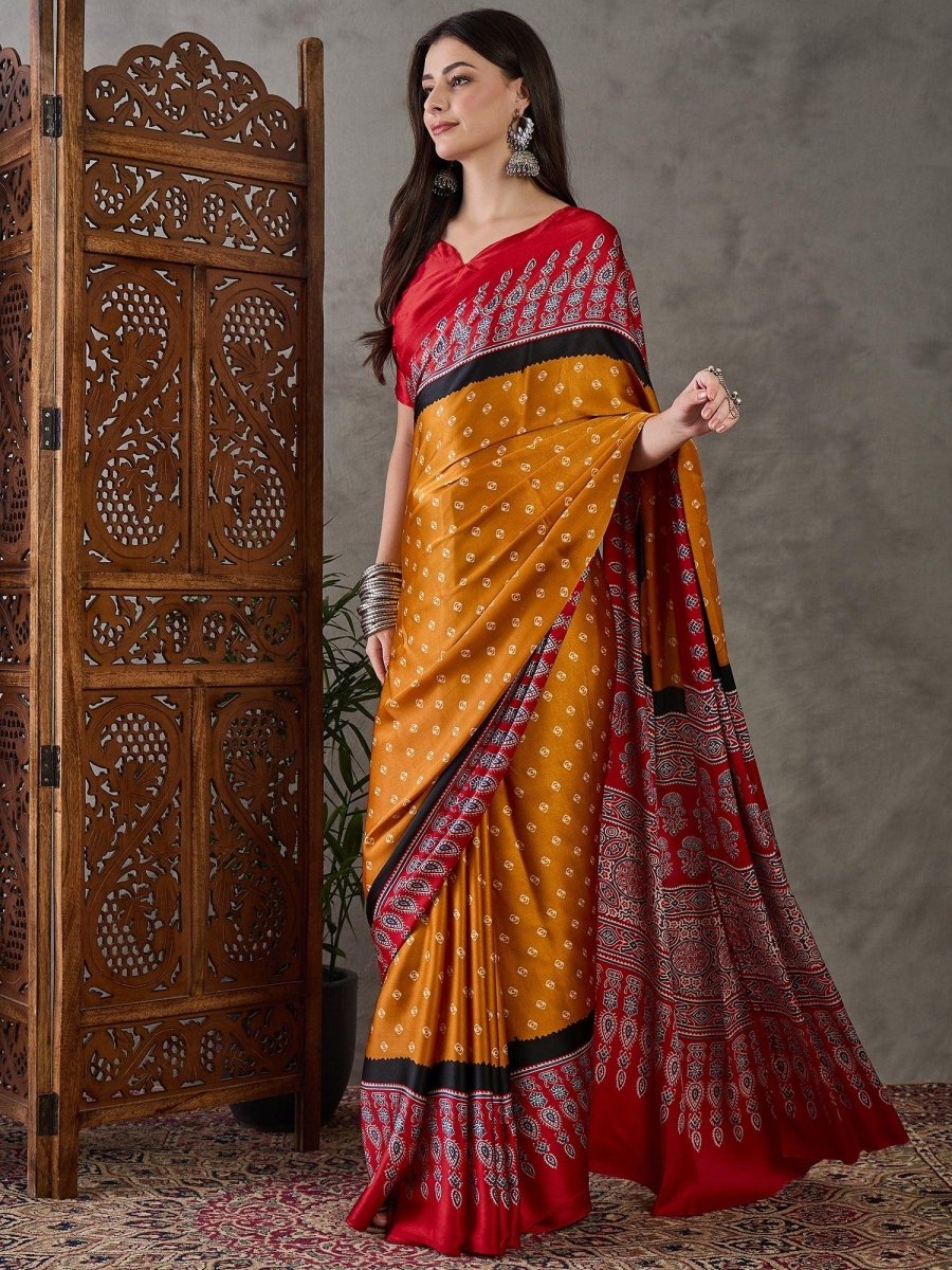 Yellow Semi Modal Saree | EZB GF02 LUX 5001 - EZBER
