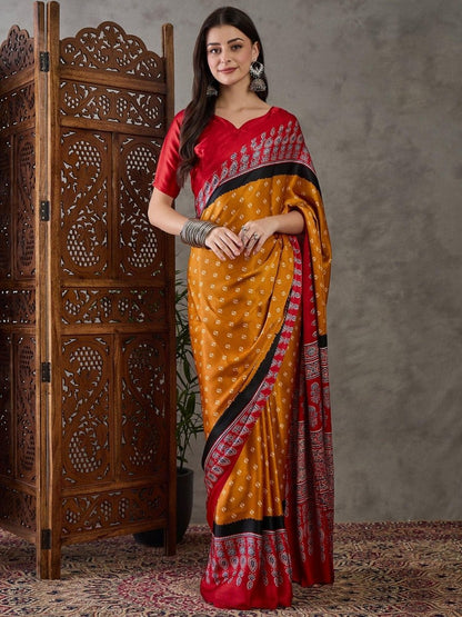 Yellow Semi Modal Saree | EZB GF02 LUX 5001 - EZBER
