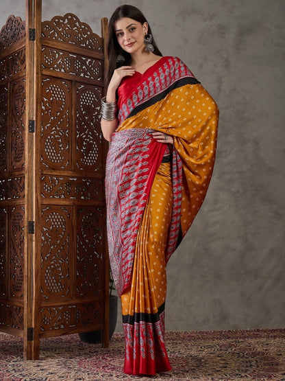 Yellow Semi Modal Saree | EZB GF02 LUX 5001 - EZBER