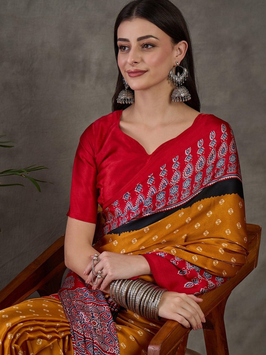 Yellow Semi Modal Saree | EZB GF02 LUX 5001 - EZBER
