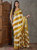 Yellow Semi Modal Saree With Blouse Piece - EZBER