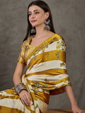 Yellow Semi Modal Saree With Blouse Piece - EZBER