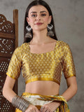 Yellow Semi Modal Saree With Blouse Piece - EZBER