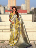 Yellow Silk Saree With Blouse Piece - EZBER