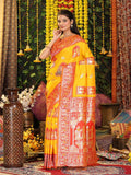 Yellow Silk Saree With Blouse Piece - EZBER