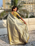Yellow Silk Saree With Blouse Piece - EZBER