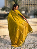 Yellow Soft silk Saree With Blouse Piece - EZBER