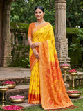 Yellow Soft Silk Stripe N Motif Saree | EZB SI04 SRPOC8005 - EZBER